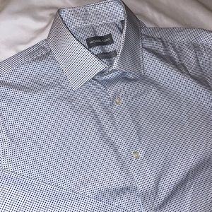 Michael Kors MK Slim Fit M Blue print on White Shirt/Button Down